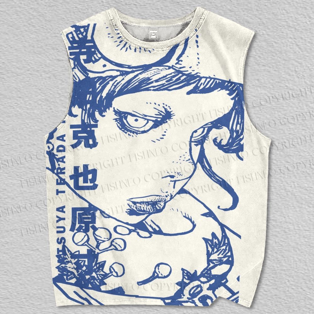 Unisex Japanese Art Graffiti Printed Tank Top