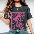 Unisex Vintage Silly Cat Printed Washed Tee