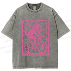 Unisex Vintage Silly Cat Printed Washed Tee