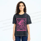 Unisex Vintage Silly Cat Printed Washed Tee