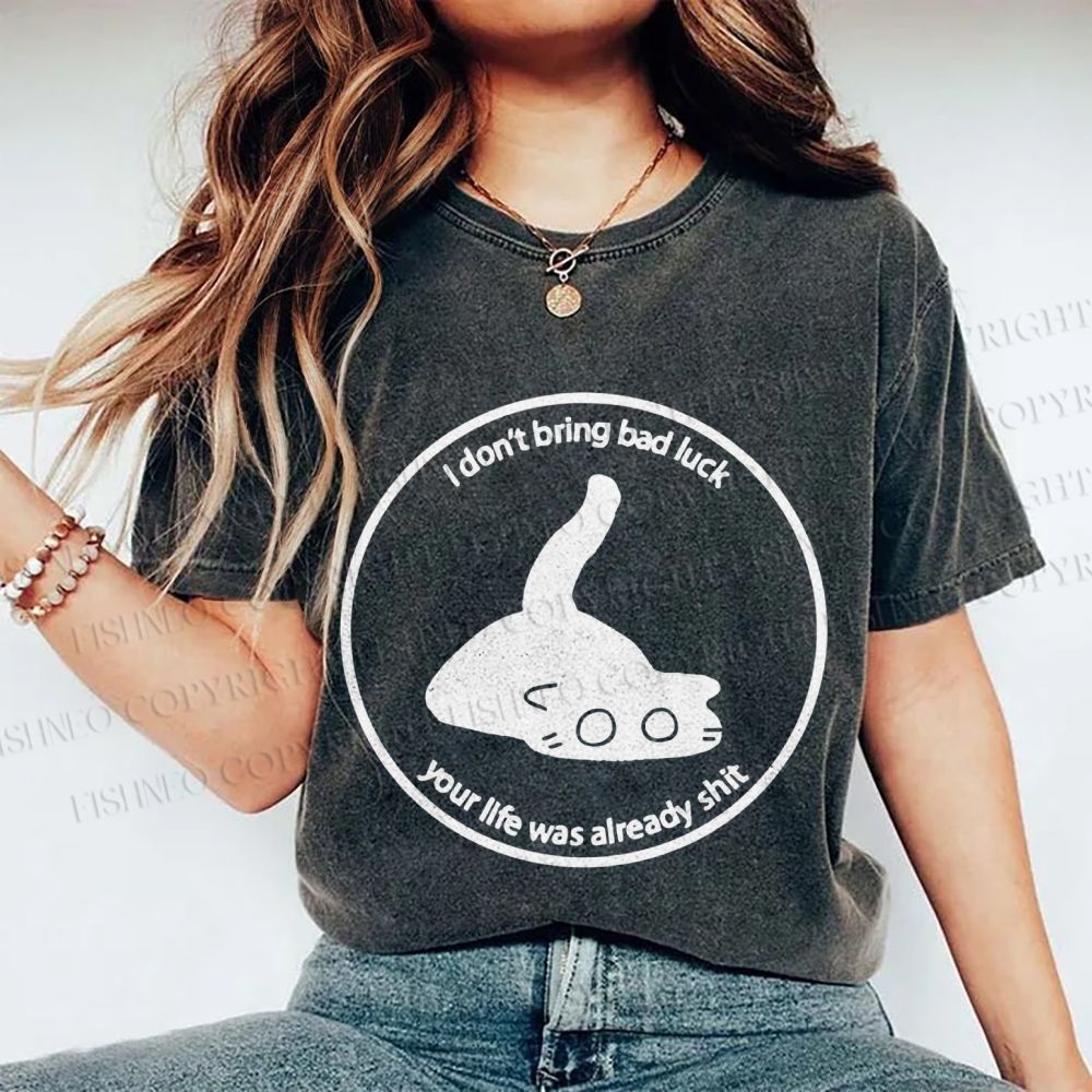 Unisex Black Car Do Not Bring Bad Luck Printed Washed Tee