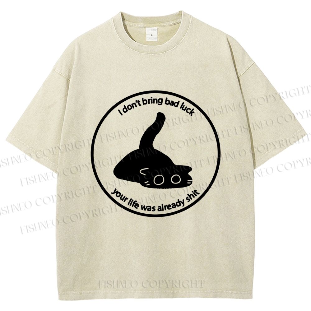 Unisex Black Car Do Not Bring Bad Luck Printed Washed Tee