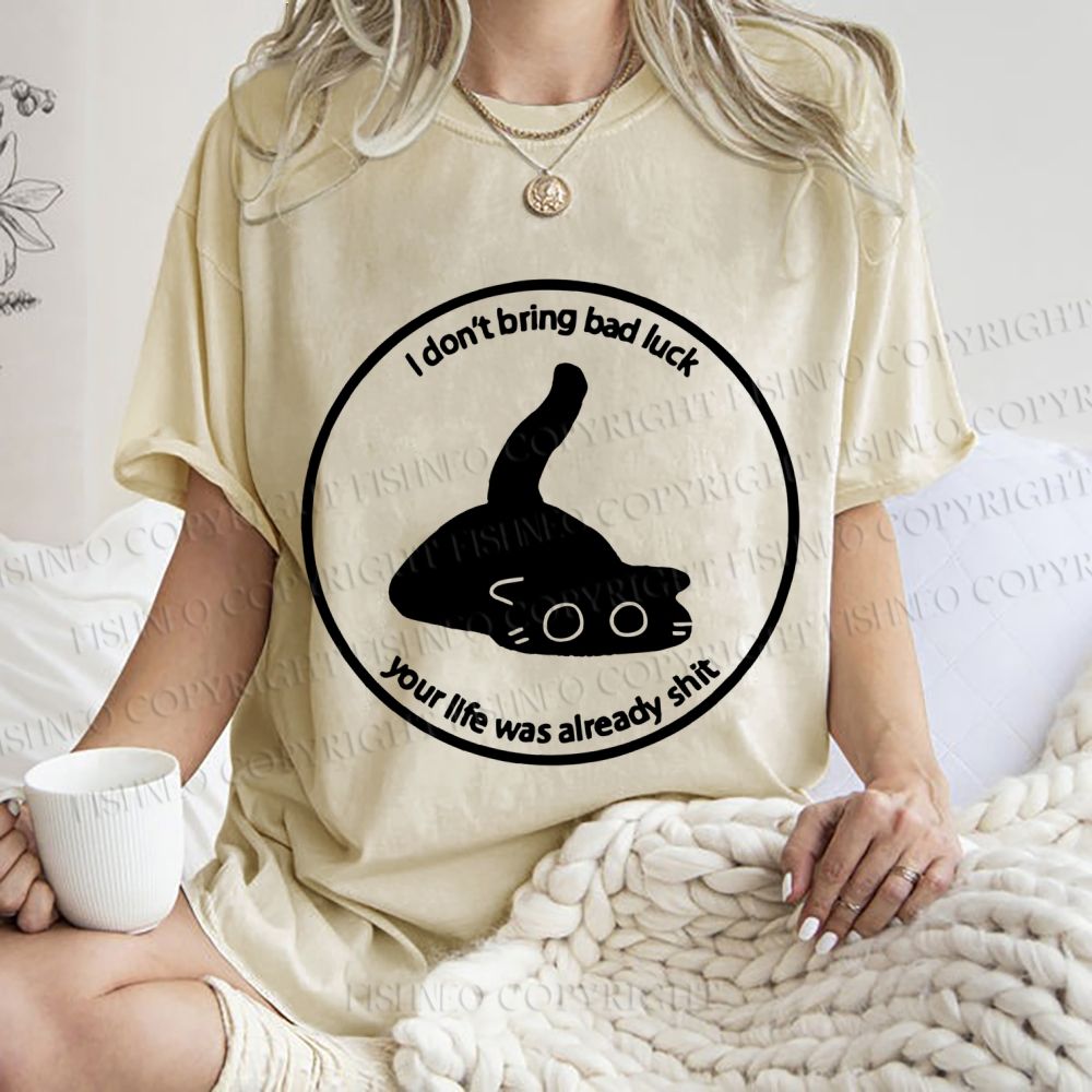 Unisex Black Car Do Not Bring Bad Luck Printed Washed Tee