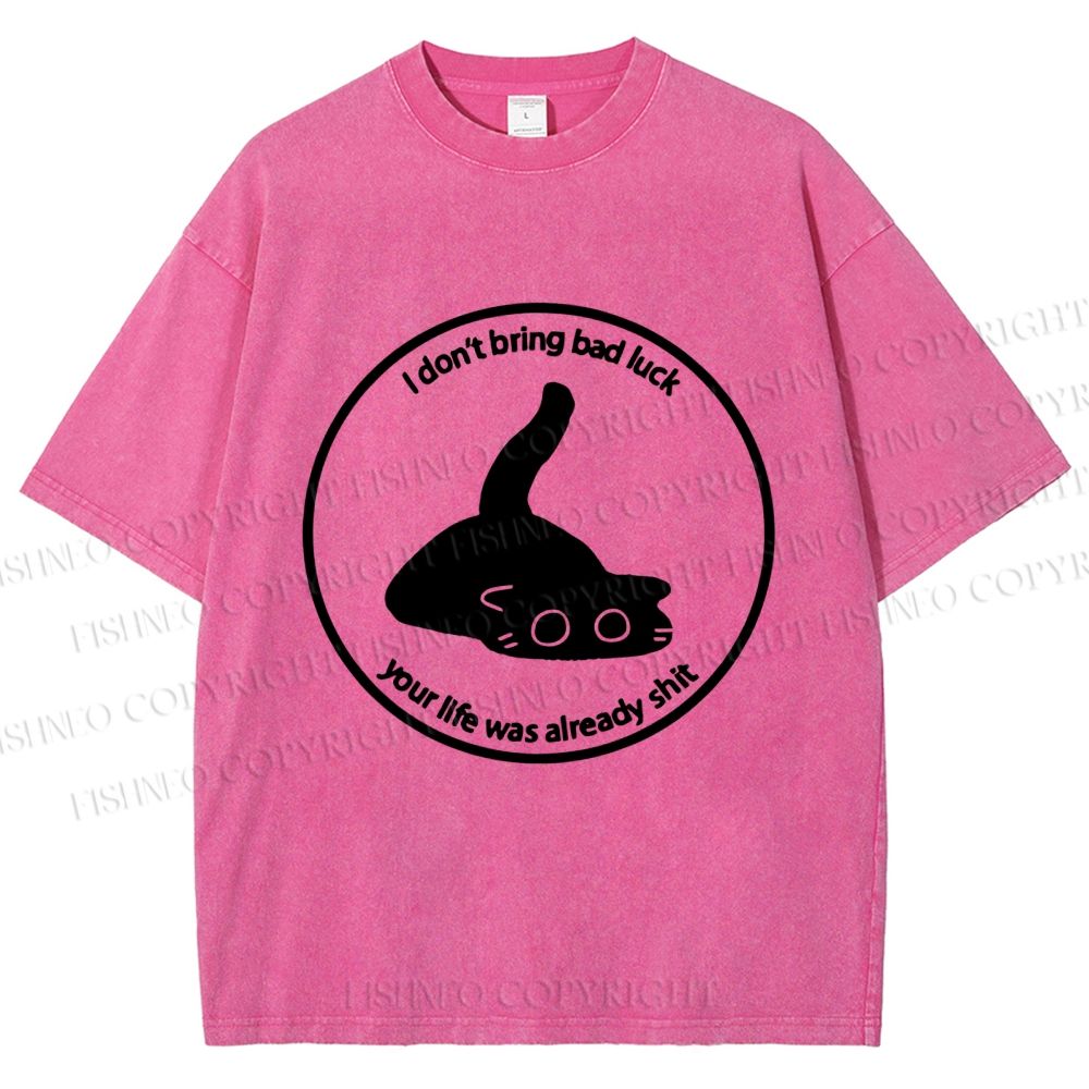 Unisex Black Car Do Not Bring Bad Luck Printed Washed Tee