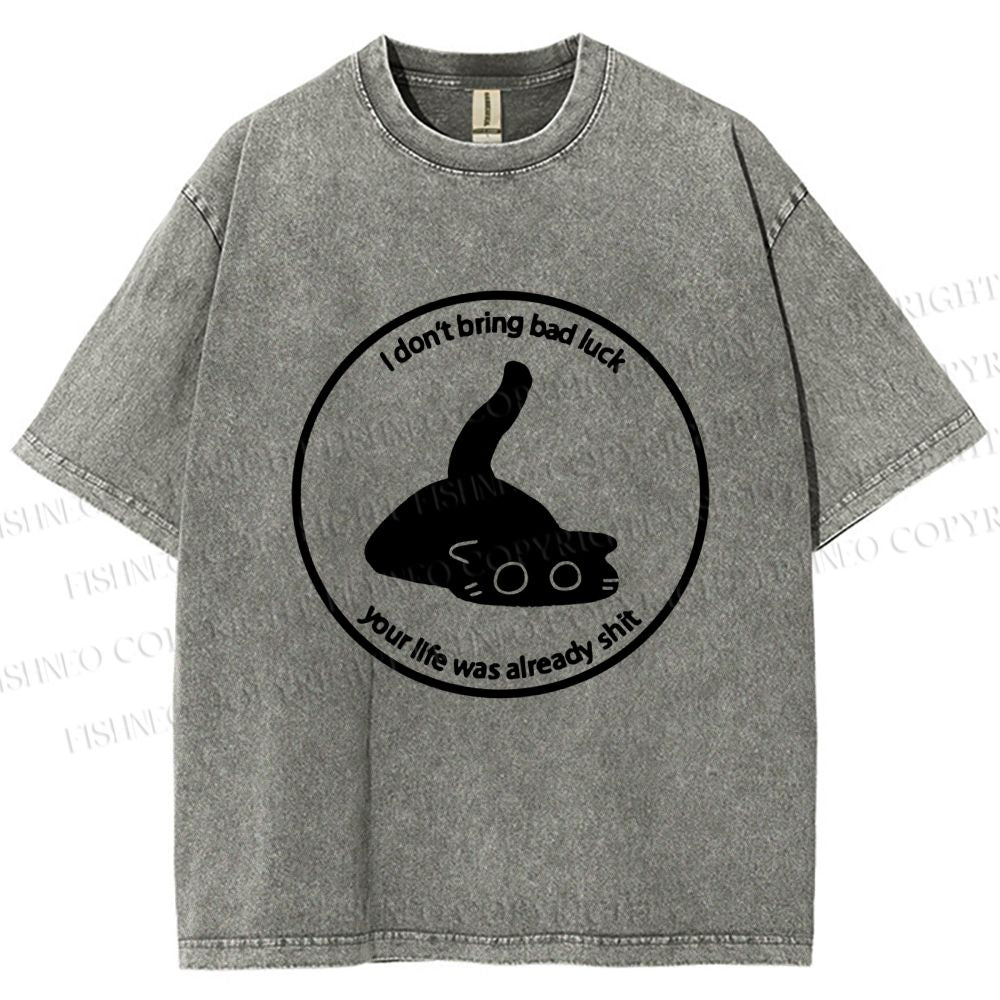 Unisex Black Car Do Not Bring Bad Luck Printed Washed Tee