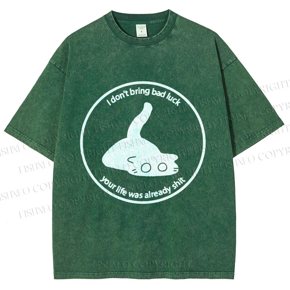 Unisex Black Car Do Not Bring Bad Luck Printed Washed Tee