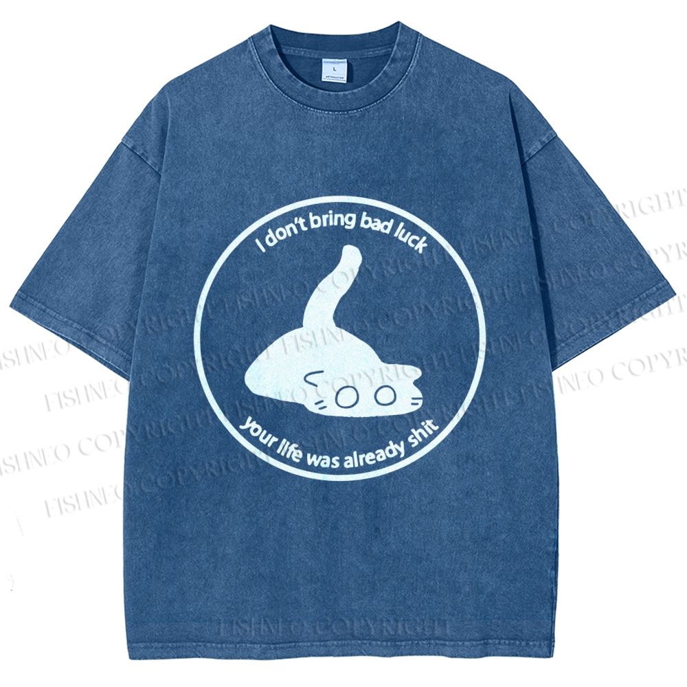 Unisex Black Car Do Not Bring Bad Luck Printed Washed Tee