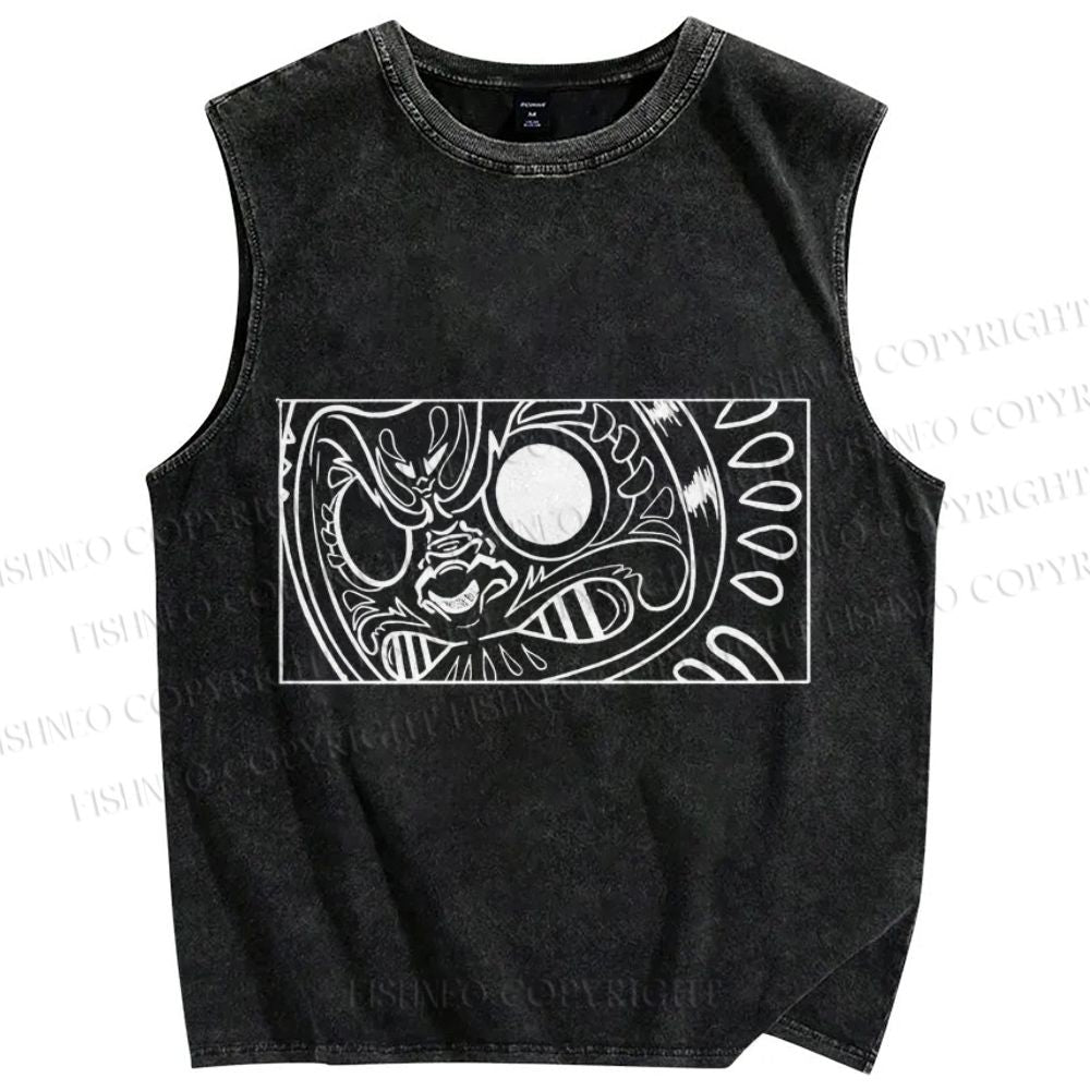 Unisex Vintage Japanese Art Printed Washed Tank Top