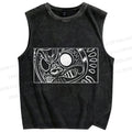 Unisex Vintage Japanese Art Printed Washed Tank Top