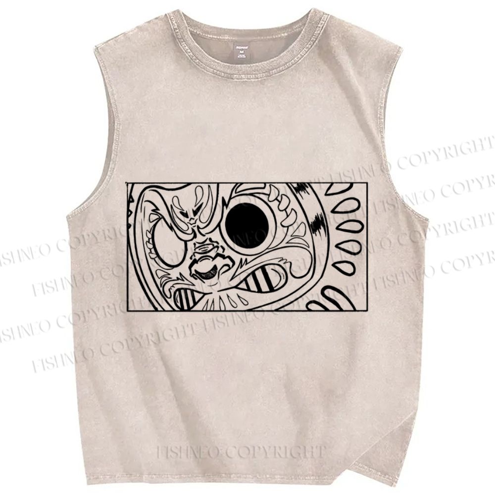 Unisex Vintage Japanese Art Printed Washed Tank Top