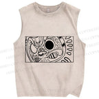 Unisex Vintage Japanese Art Printed Washed Tank Top