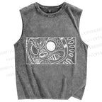 Unisex Vintage Japanese Art Printed Washed Tank Top