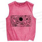 Unisex Vintage Japanese Art Printed Washed Tank Top