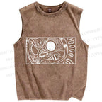 Unisex Vintage Japanese Art Printed Washed Tank Top
