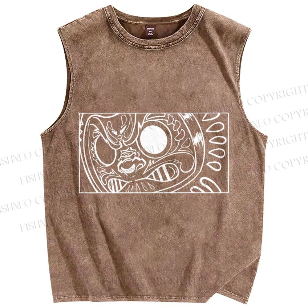 Unisex Vintage Japanese Art Printed Washed Tank Top