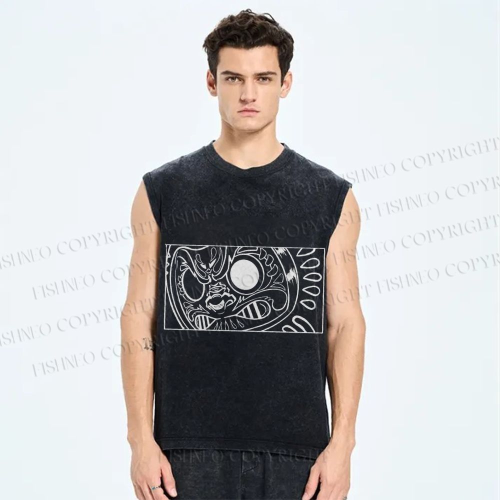 Unisex Vintage Japanese Art Printed Washed Tank Top