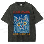 Unisex Osaka Cats Printed Washed Tee