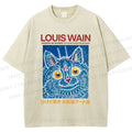 Unisex Osaka Cats Printed Washed Tee