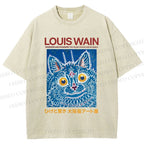 Unisex Osaka Cats Printed Washed Tee