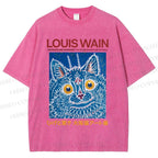 Unisex Osaka Cats Printed Washed Tee