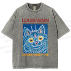 Unisex Osaka Cats Printed Washed Tee