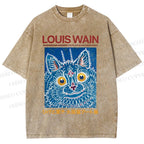 Unisex Osaka Cats Printed Washed Tee