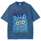 Unisex Osaka Cats Printed Washed Tee