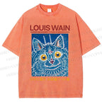 Unisex Osaka Cats Printed Washed Tee