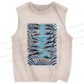 Unisex Sardines Printed Washed Tank Top