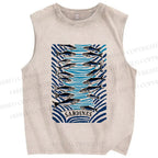 Unisex Sardines Printed Washed Tank Top