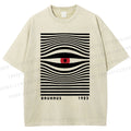 Unisex Geometric Eyes Printed Washed Tee
