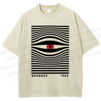 Unisex Geometric Eyes Printed Washed Tee