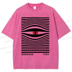 Unisex Geometric Eyes Printed Washed Tee