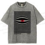 Unisex Geometric Eyes Printed Washed Tee
