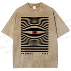 Unisex Geometric Eyes Printed Washed Tee