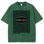 Unisex Geometric Eyes Printed Washed Tee