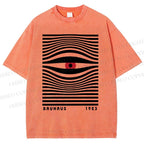 Unisex Geometric Eyes Printed Washed Tee