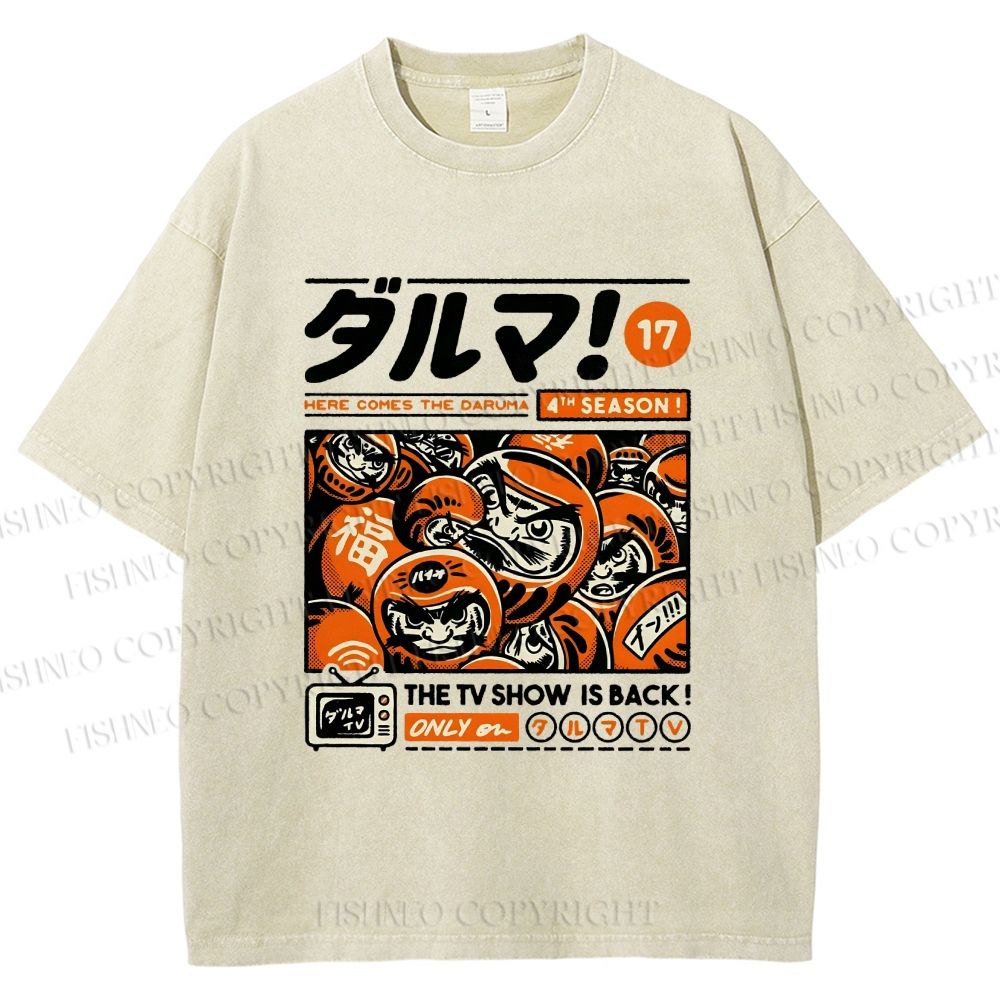 Unisex Daruman Printed Washed Tee