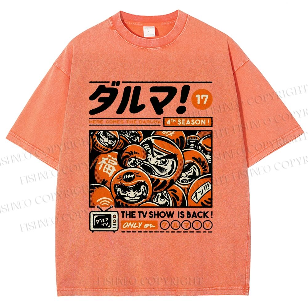 Unisex Daruman Printed Washed Tee