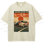Unisex Japanese Cars Printed Washed Tee