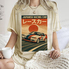 Unisex Japanese Cars Printed Washed Tee