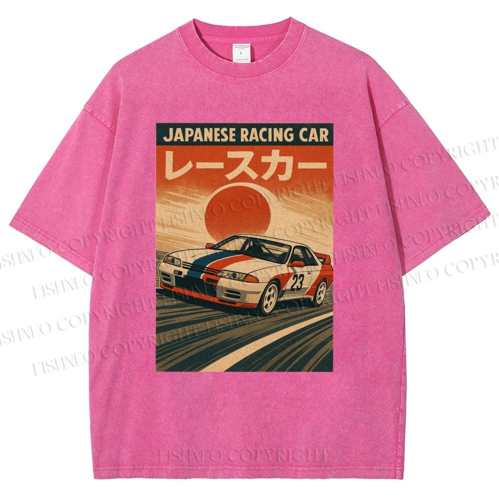 Unisex Japanese Cars Printed Washed Tee