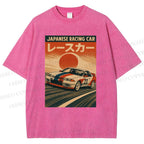 Unisex Japanese Cars Printed Washed Tee