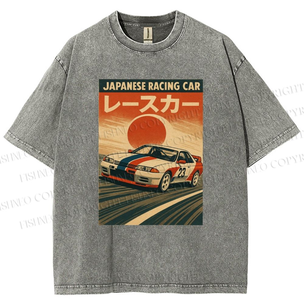 Unisex Japanese Cars Printed Washed Tee