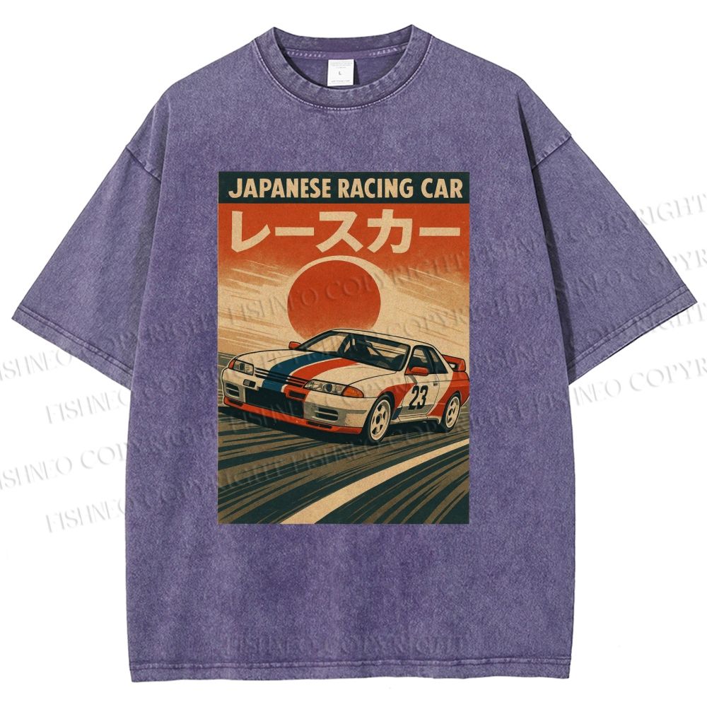 Unisex Japanese Cars Printed Washed Tee
