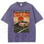 Unisex Japanese Cars Printed Washed Tee