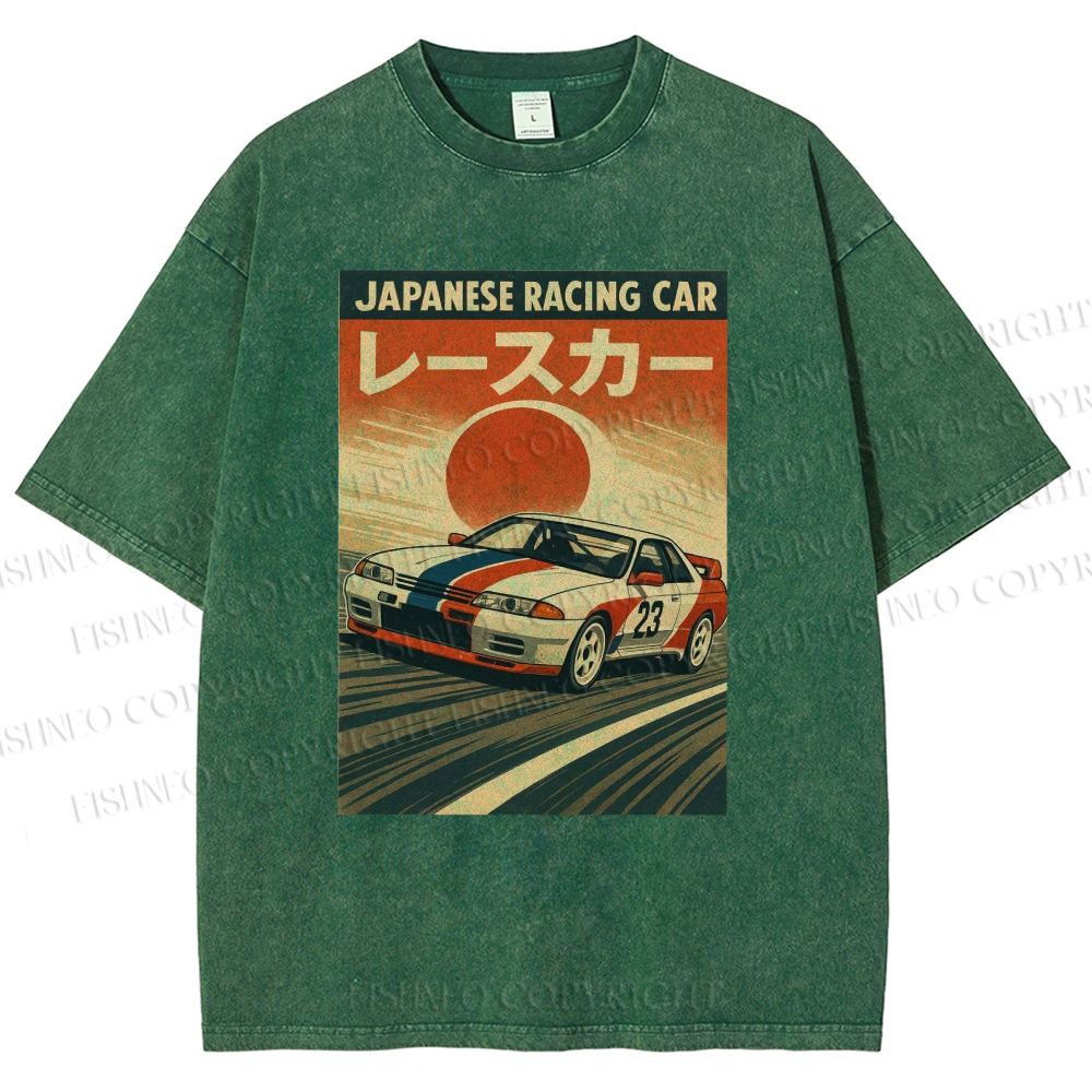 Unisex Japanese Cars Printed Washed Tee