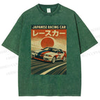 Unisex Japanese Cars Printed Washed Tee