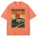 Unisex Japanese Cars Printed Washed Tee