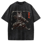 Samurai Cat  Vintage Washed T-shirt